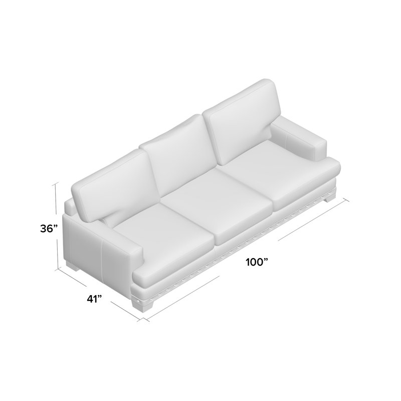 Wildon Home® Demoss 100" Genuine Leather Recessed Arm Sofa Wayfair